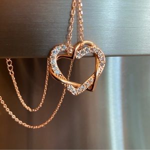 Entwined hearts necklace 19” rose gold